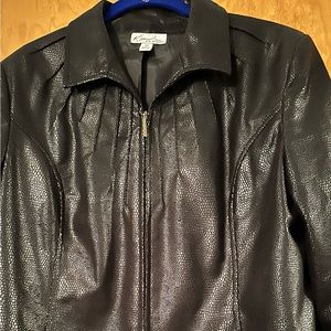 Kim Rogers Jacket Snake print zippered jacket, black.  Size 12P, used.
